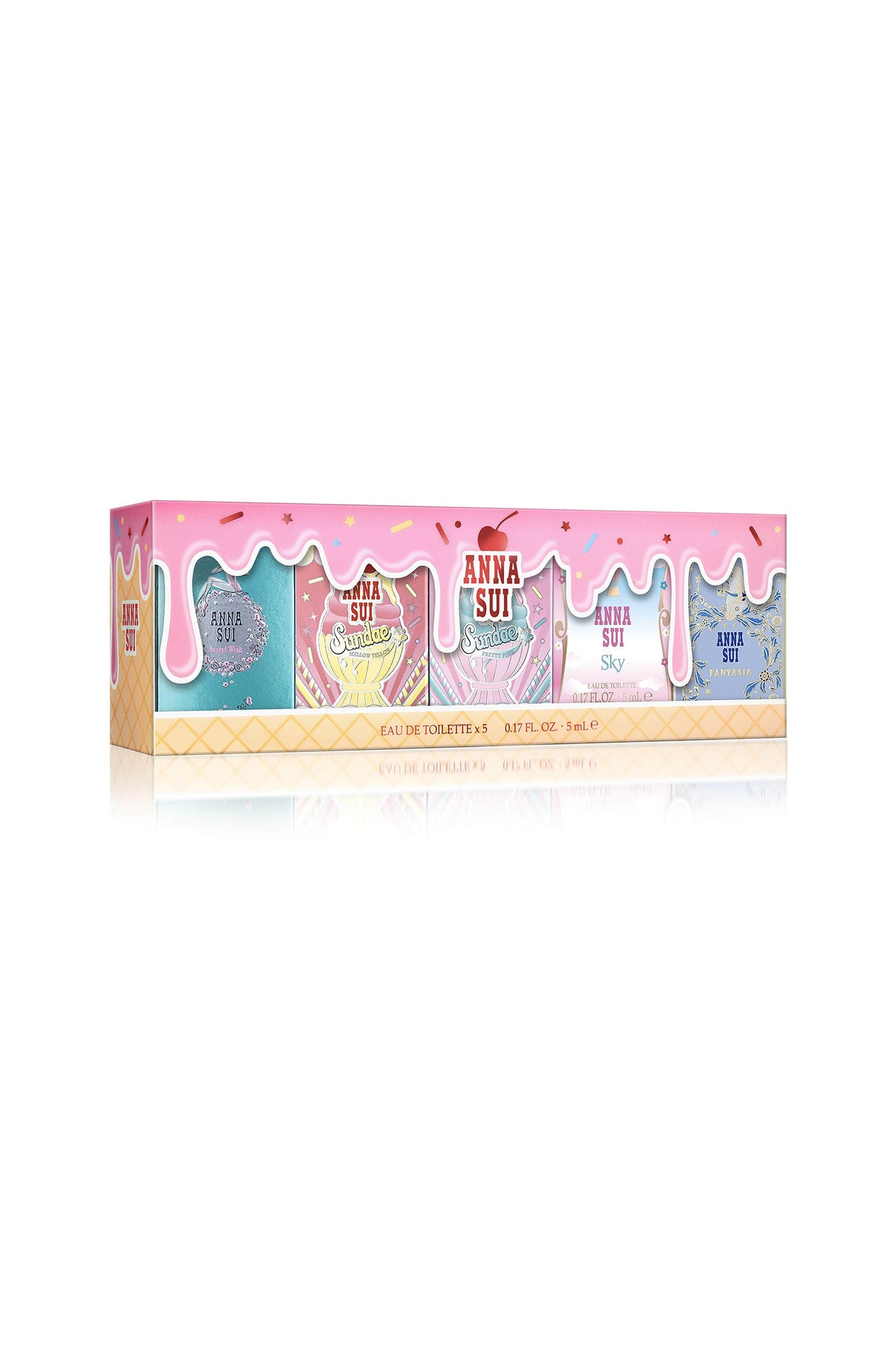 5 miniatures box with Fantasia, Sky, Sundae Pretty Pink, Sundae Yellow Mellow, Secret Wish