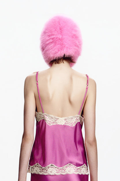Rose Bloom Faux Fur Bonnet