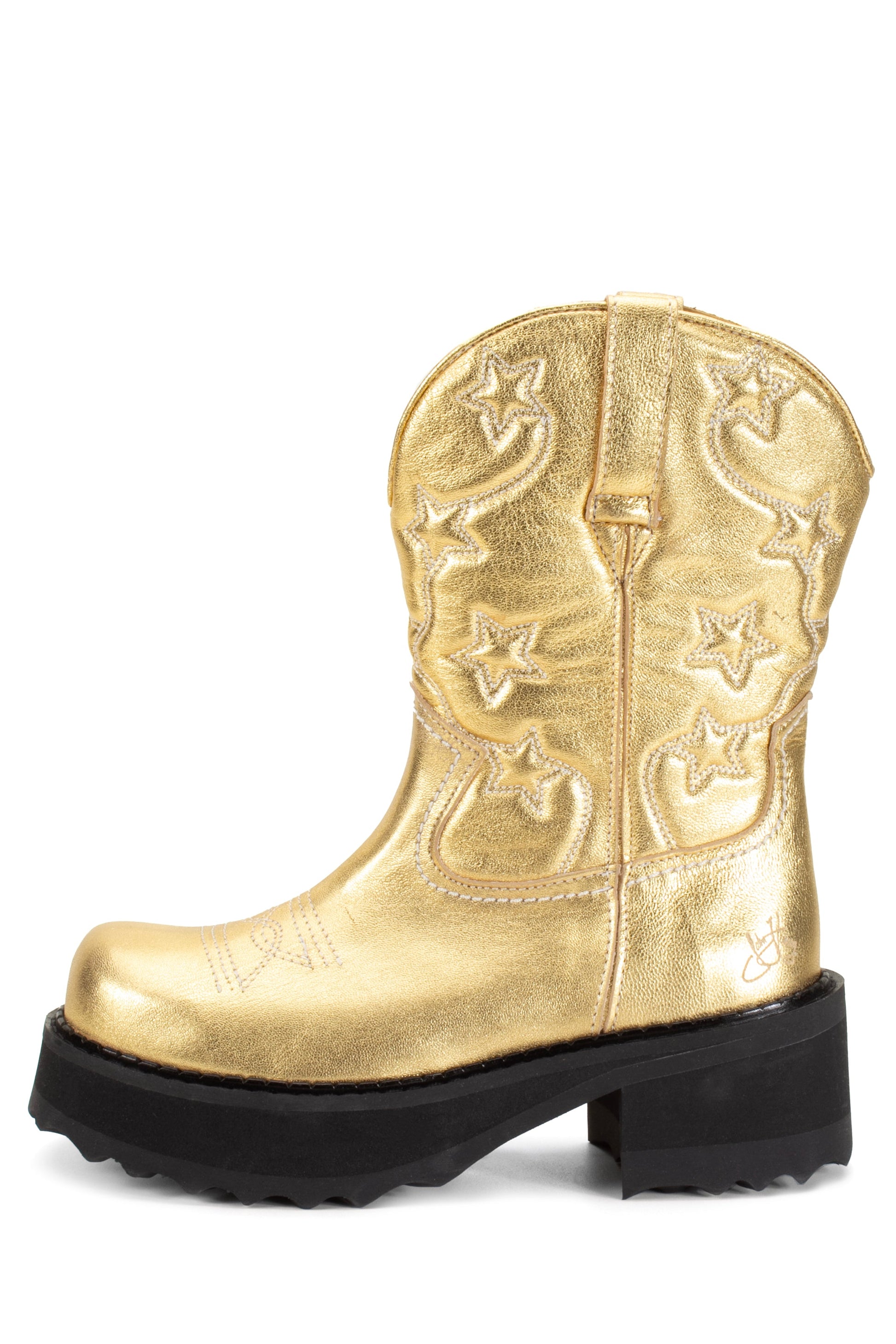 Mid-size boots with 2 handles to make them easy to wear, engraved lone-stars front and back