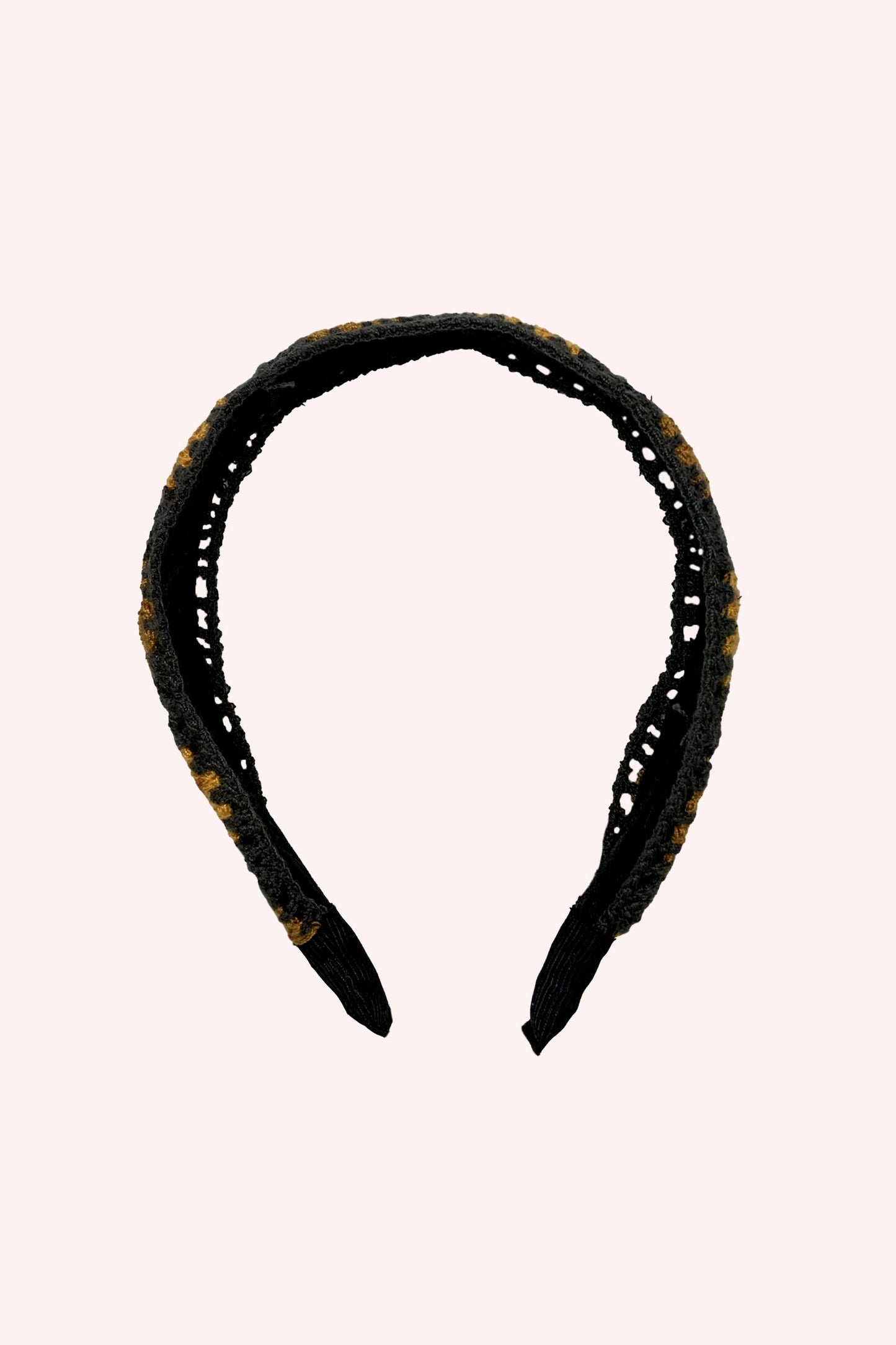 Floral Crochet Play Headband Orange Multi on black, omega shape