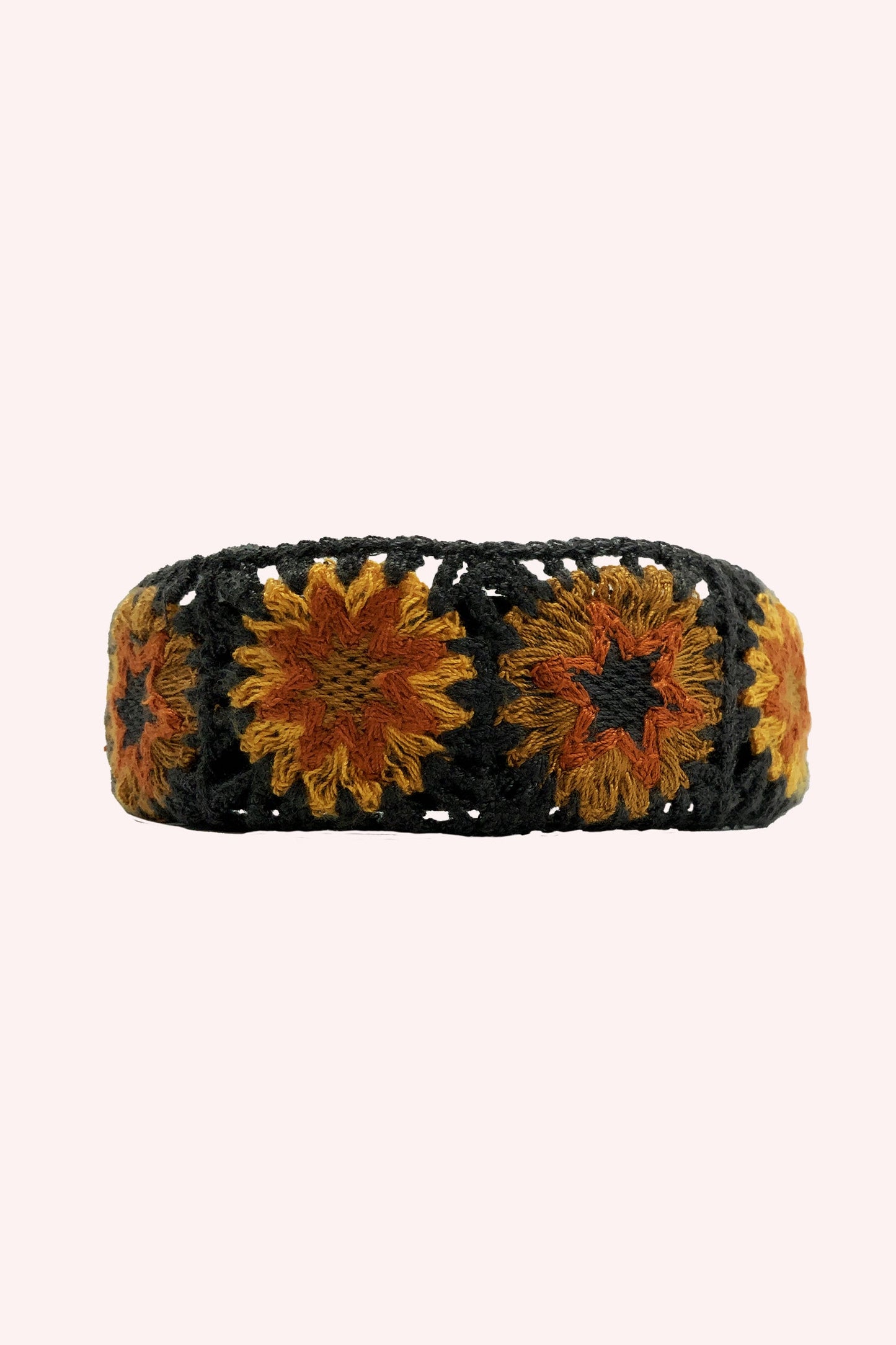 Floral Crochet Play Headband Orange Multi on black