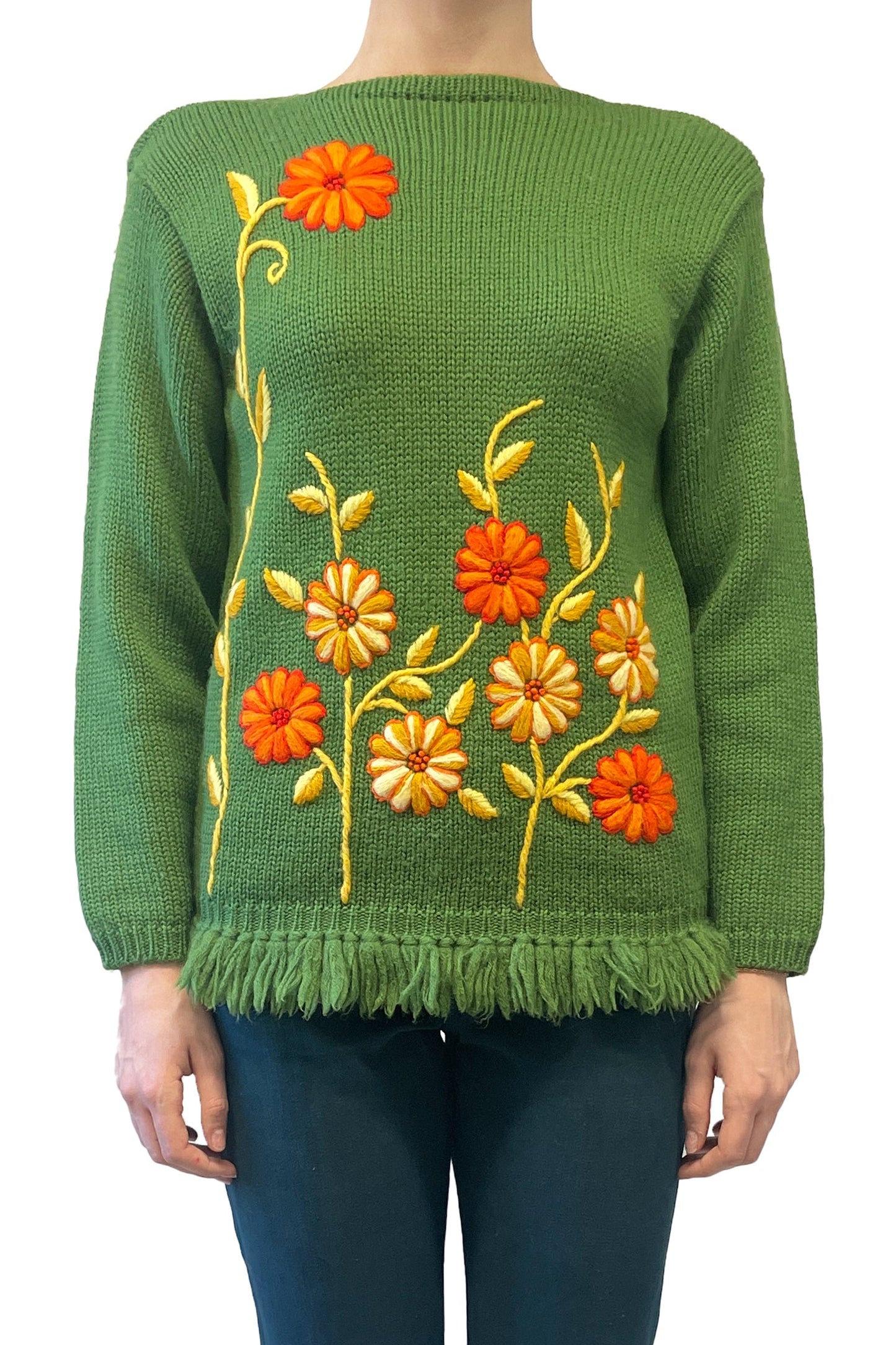floral embroidered sweater dress Lily Floral Embroidery Back hollow Split Sweater Dress