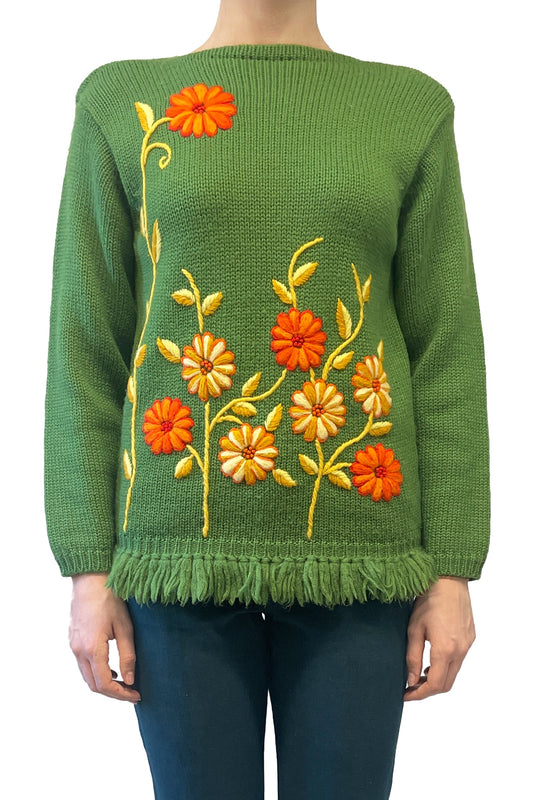 Vintage Embroidered Floral Sweater