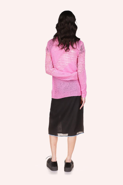 Mohair Tape Yarn Knit Pink Cardigan,  is stylish and comfortable