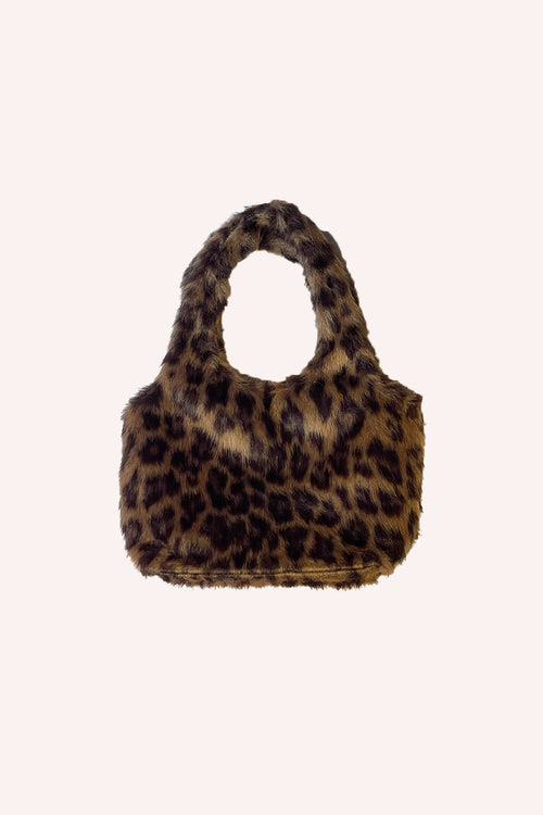 Mini Bag in trendy Leopard Mini Bag hue of Brown fir in rectangle shape, with a round handle