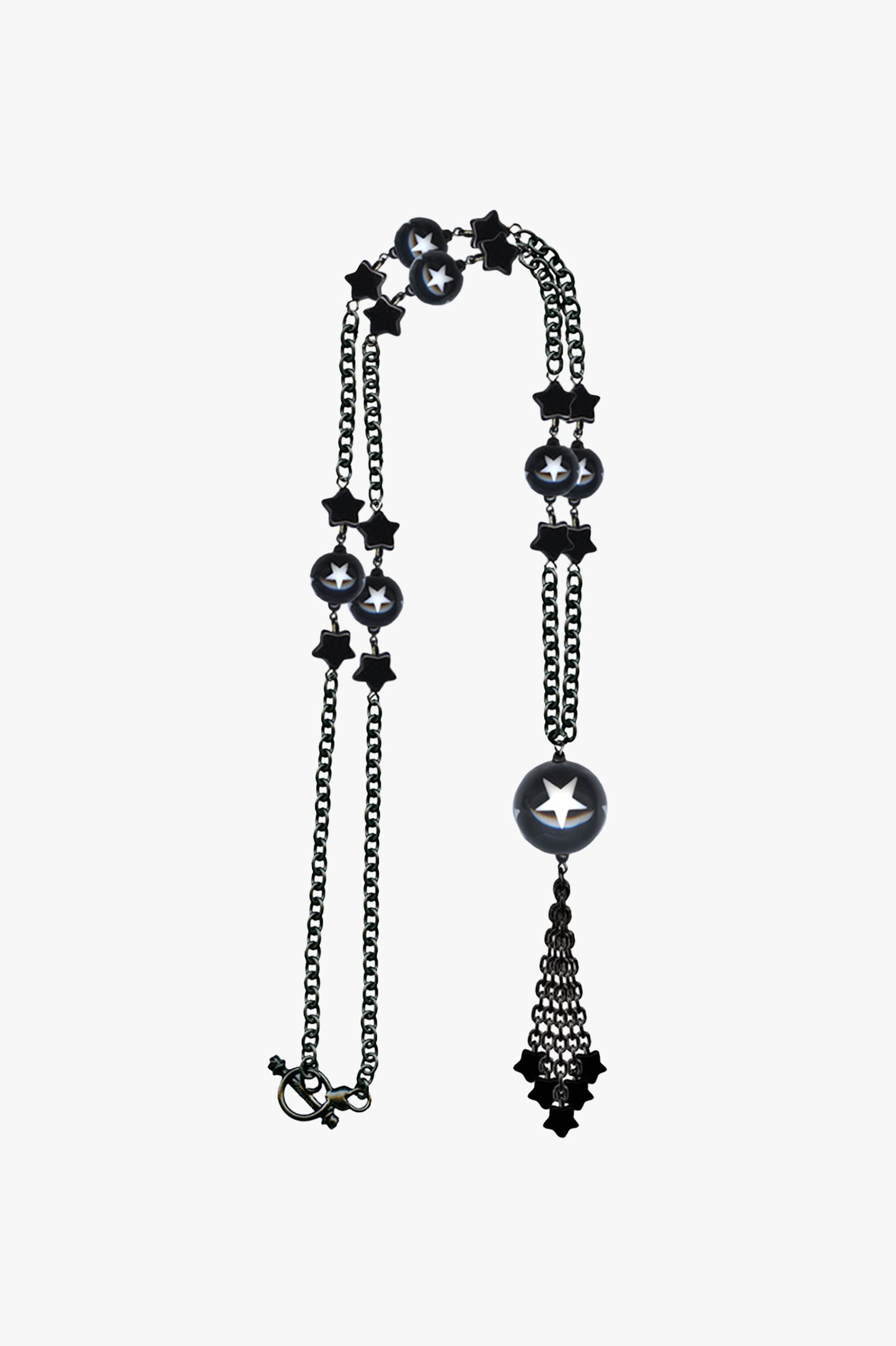 Star Tassel Long Necklace - Black