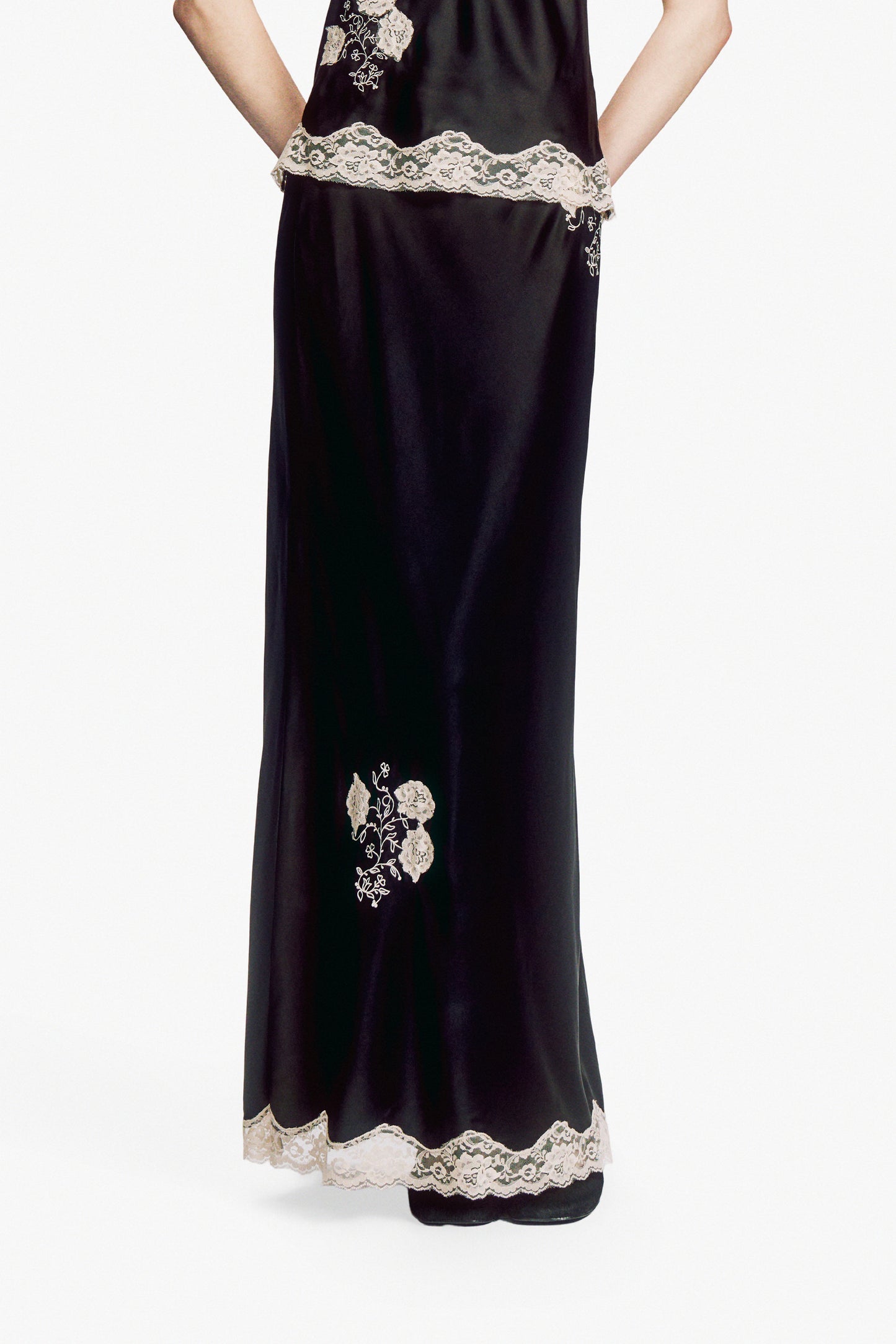 Lingerie Satin Skirt - Black