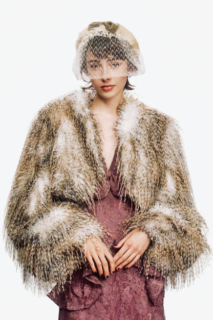 Lynx Faux Fur Cropped Jacket
