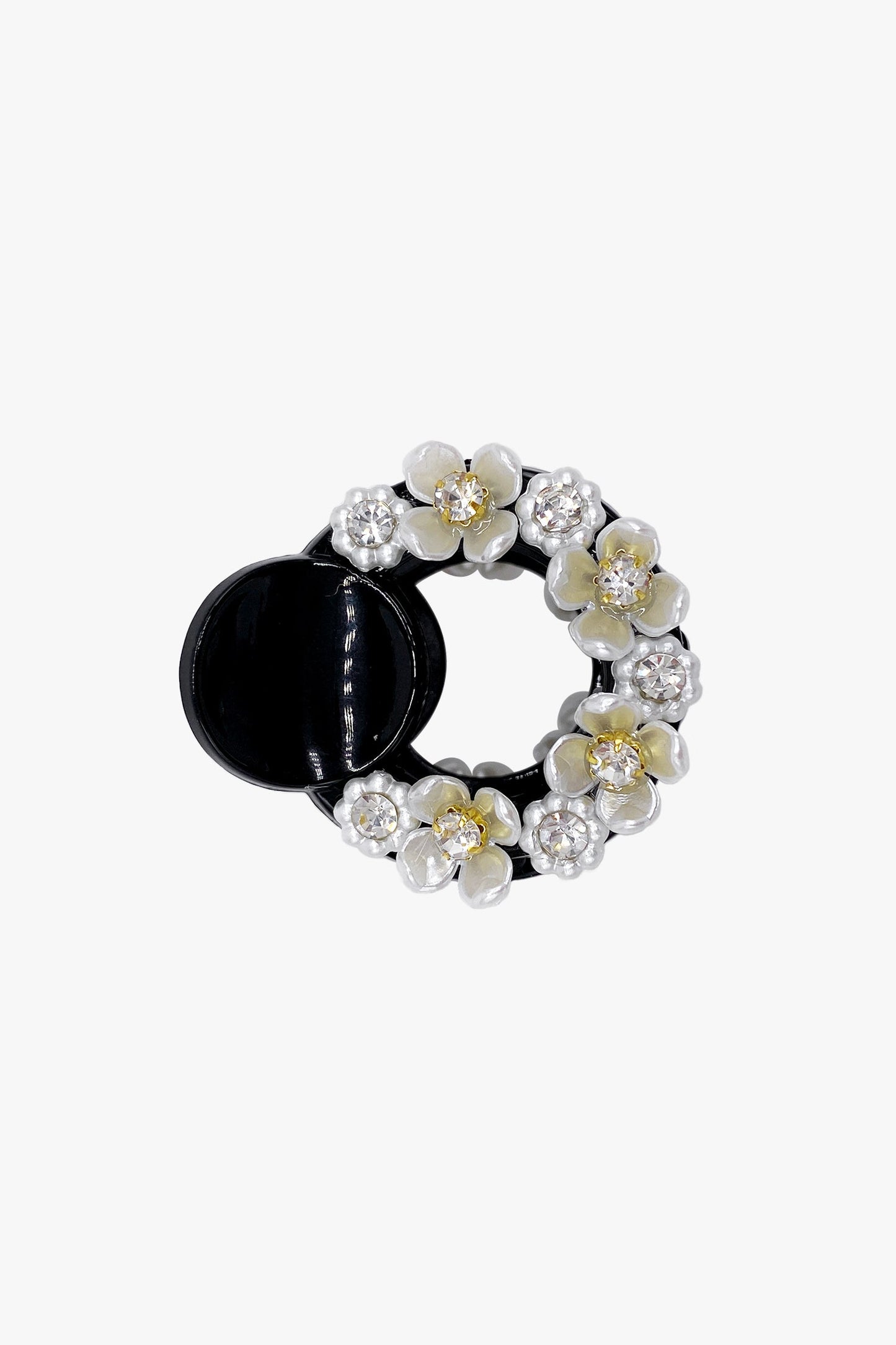 Round Cutout Flower Embroidered Jaw Clip