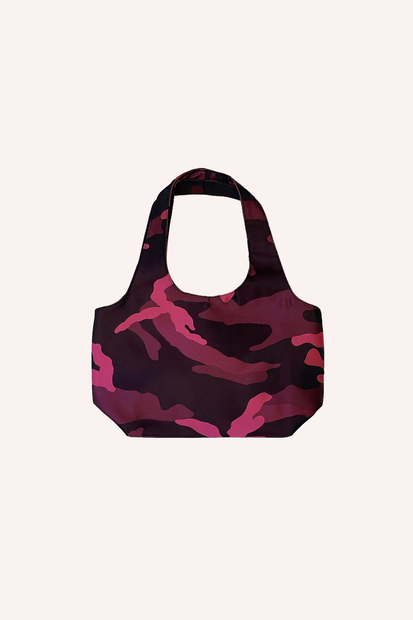 Mini Bag camouflage pattern dark/light hue of pink, rectangle shape, round handle