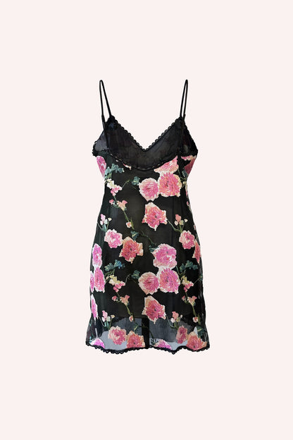 Sequin Cabbage Rose Slip Dress