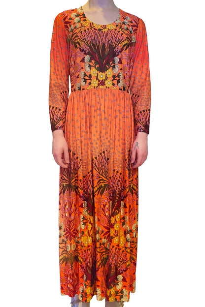 Vintage Floral Long Sleeve Garden Maxi Dress