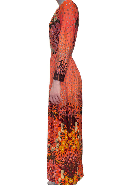 Vintage Floral Long Sleeve Garden Maxi Dress