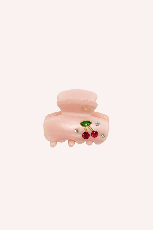 Pink Sweet Baby Cherries Mini Crystal Clip