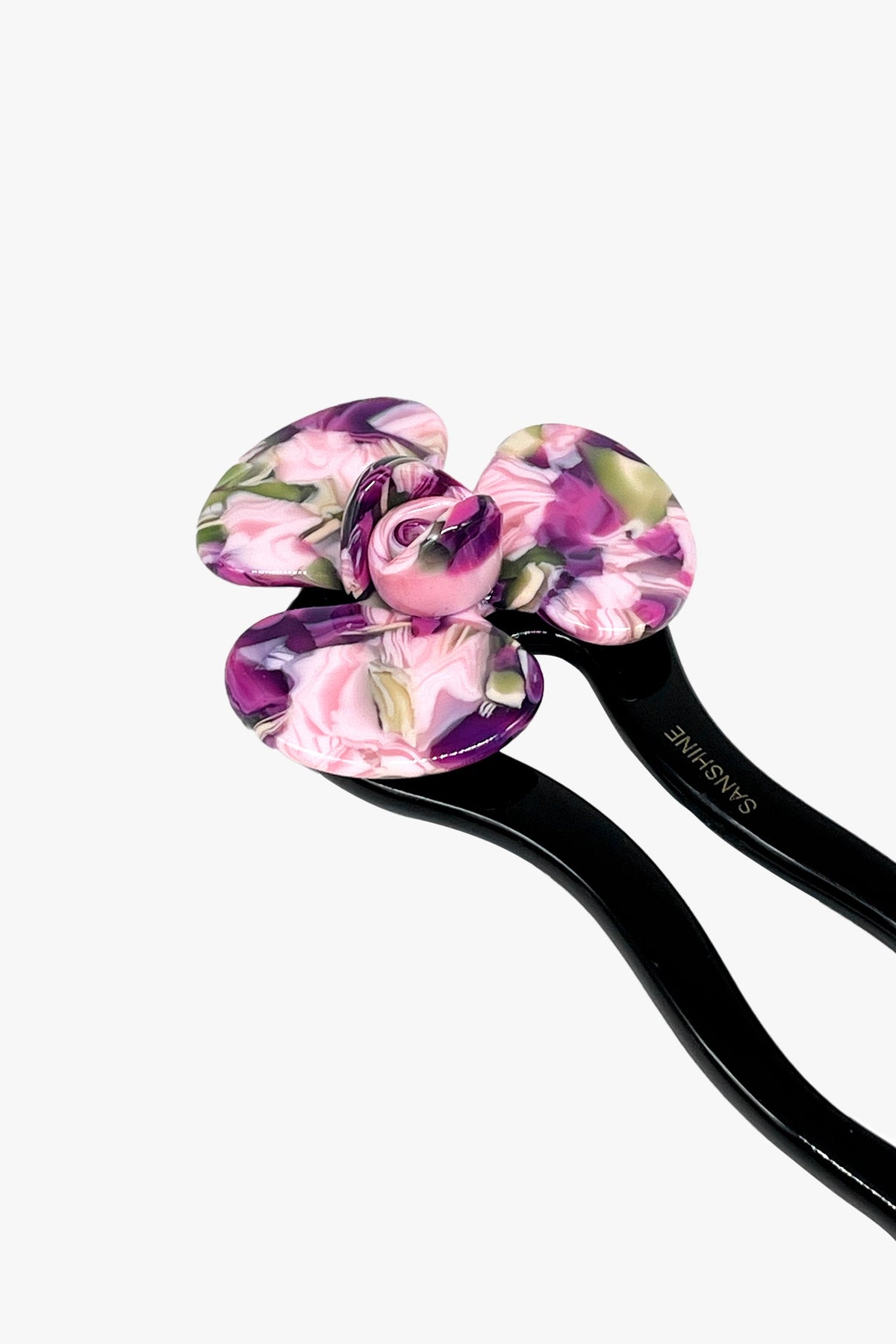 Flower Pin Spring Walk Spring Flower Chignon Hair Pin- Green & Purple โ Anna Sui