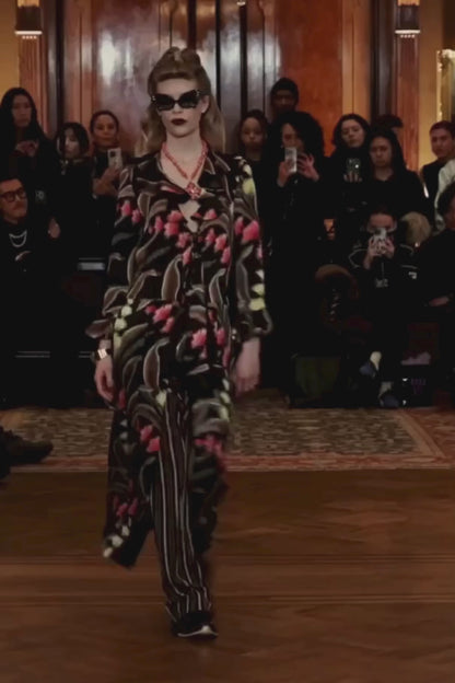 Feather Fern Crinkle Rayon Ruffle Tie Dress