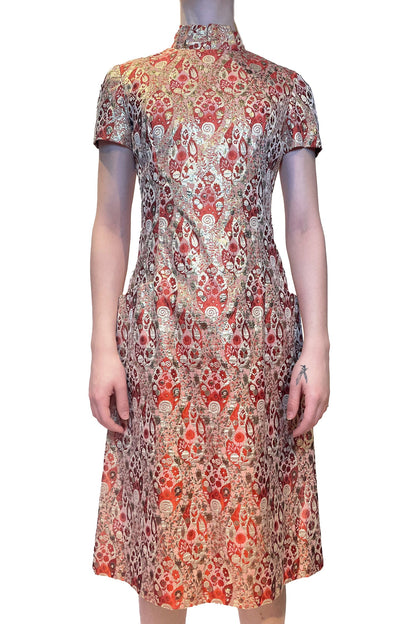 Vintage Metallic Jacquard Dress