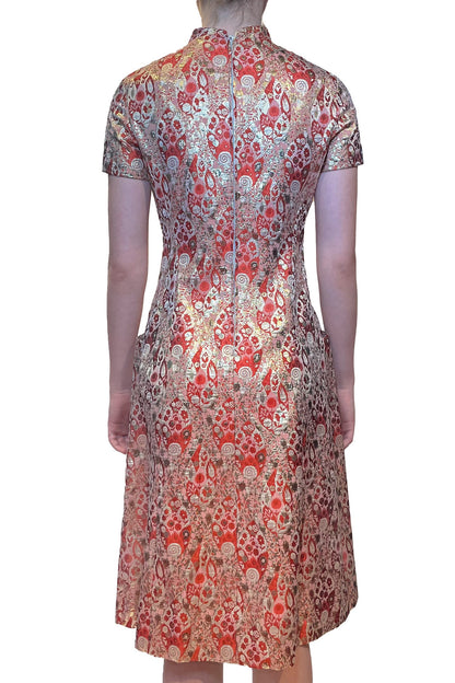 Vintage Metallic Jacquard Dress