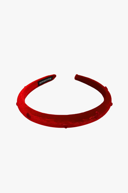 Heartfelt Velvet Headband- Red