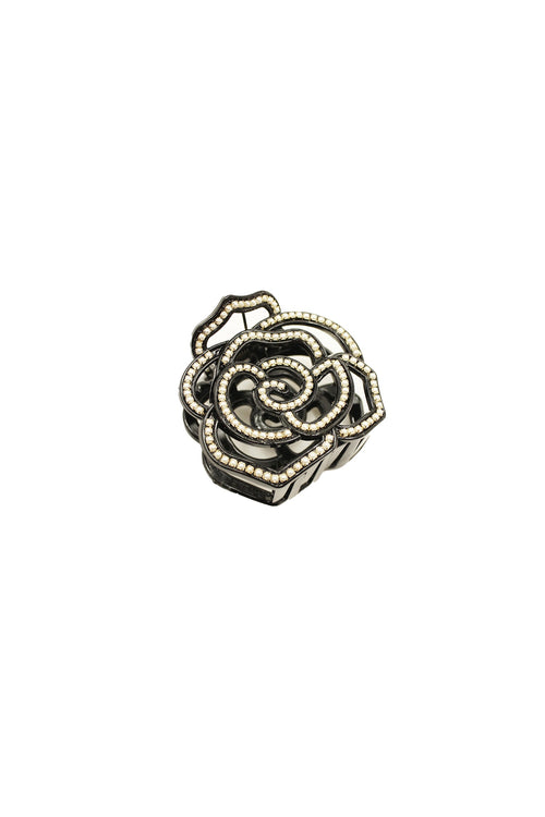 Large Vera Cut Out Flower Jaw Clip<br> Onyx - Anna Sui