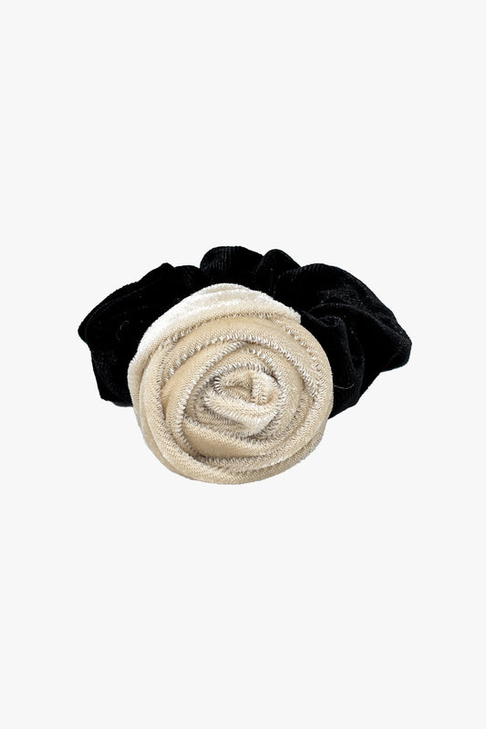 Velvet Rosette Scrunchie-Ivory