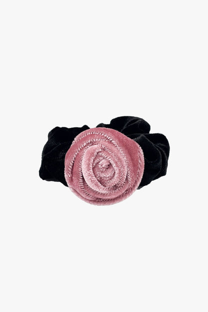 Velvet Rosette Scrunchie-Pink