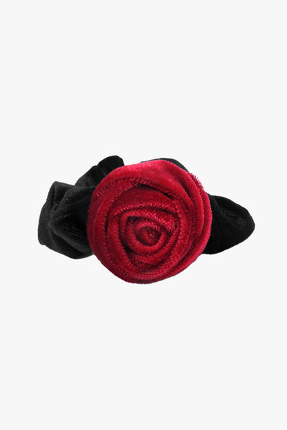 Velvet Rosette Scrunchie-Red