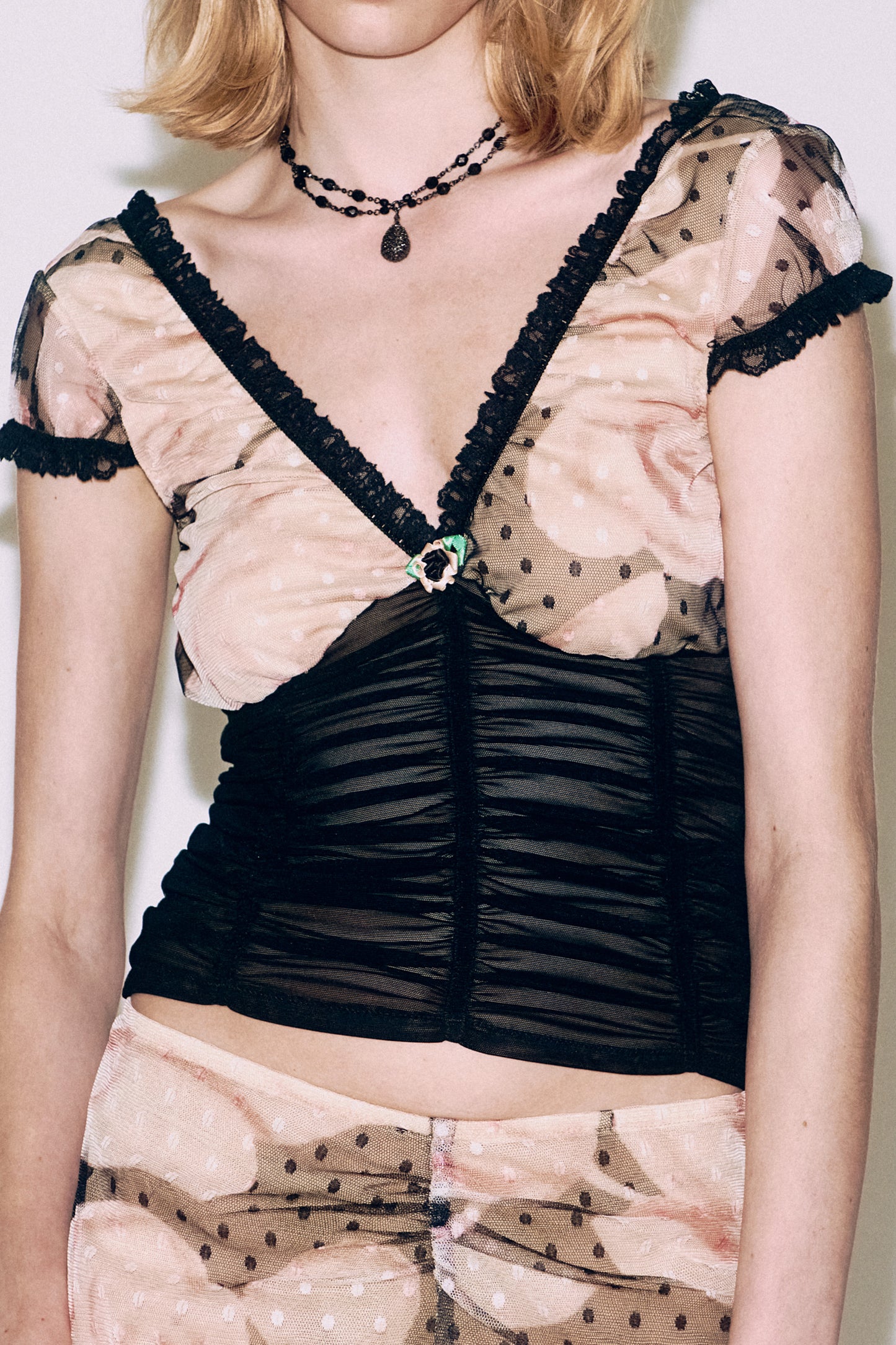 Blooming Rose Tulle Ruched Top: PRE-ORDER