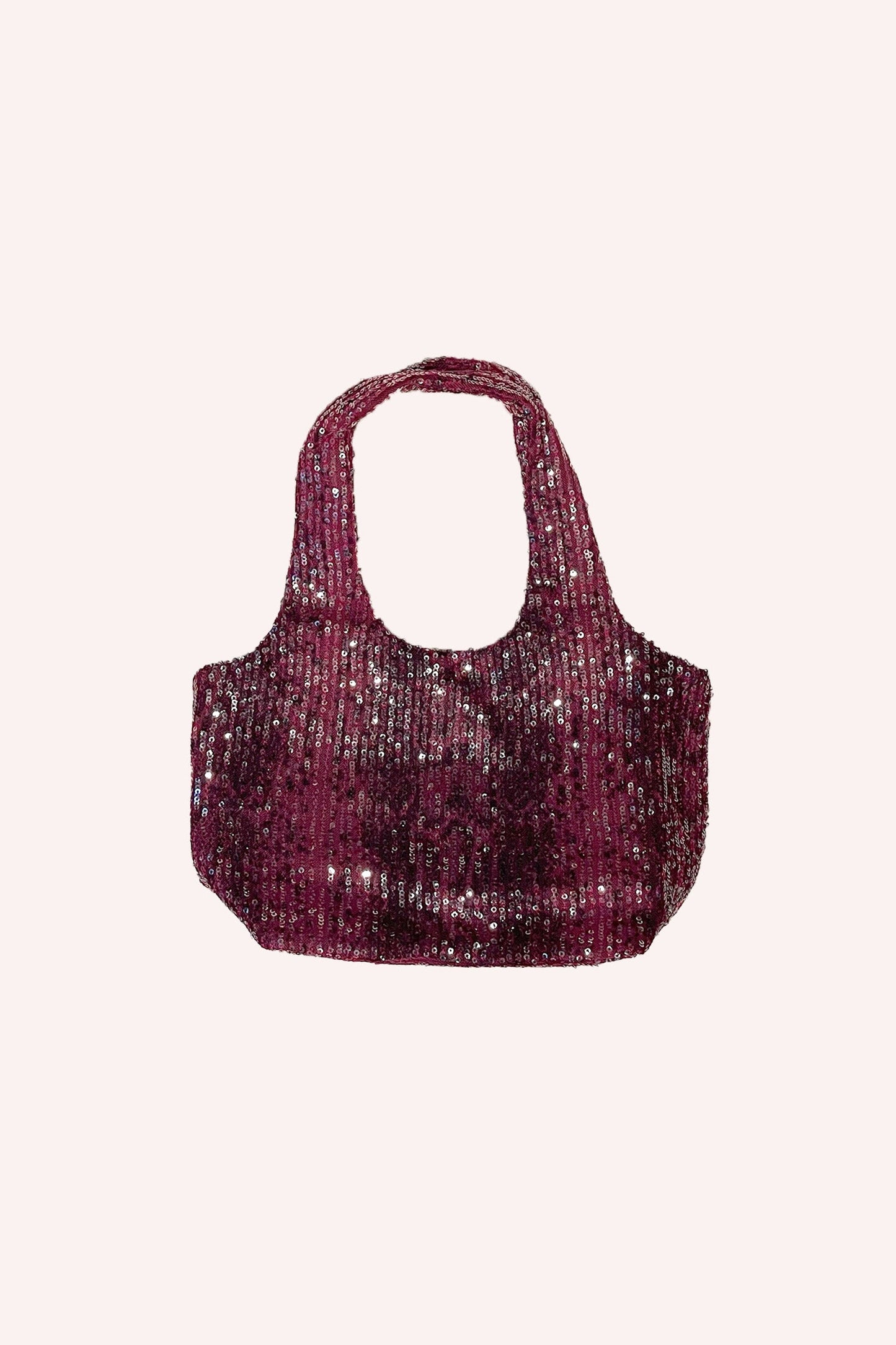 Snakeskin Sequin Mini Bag is in rectangle shape, shiny red ruby, 2 round handles