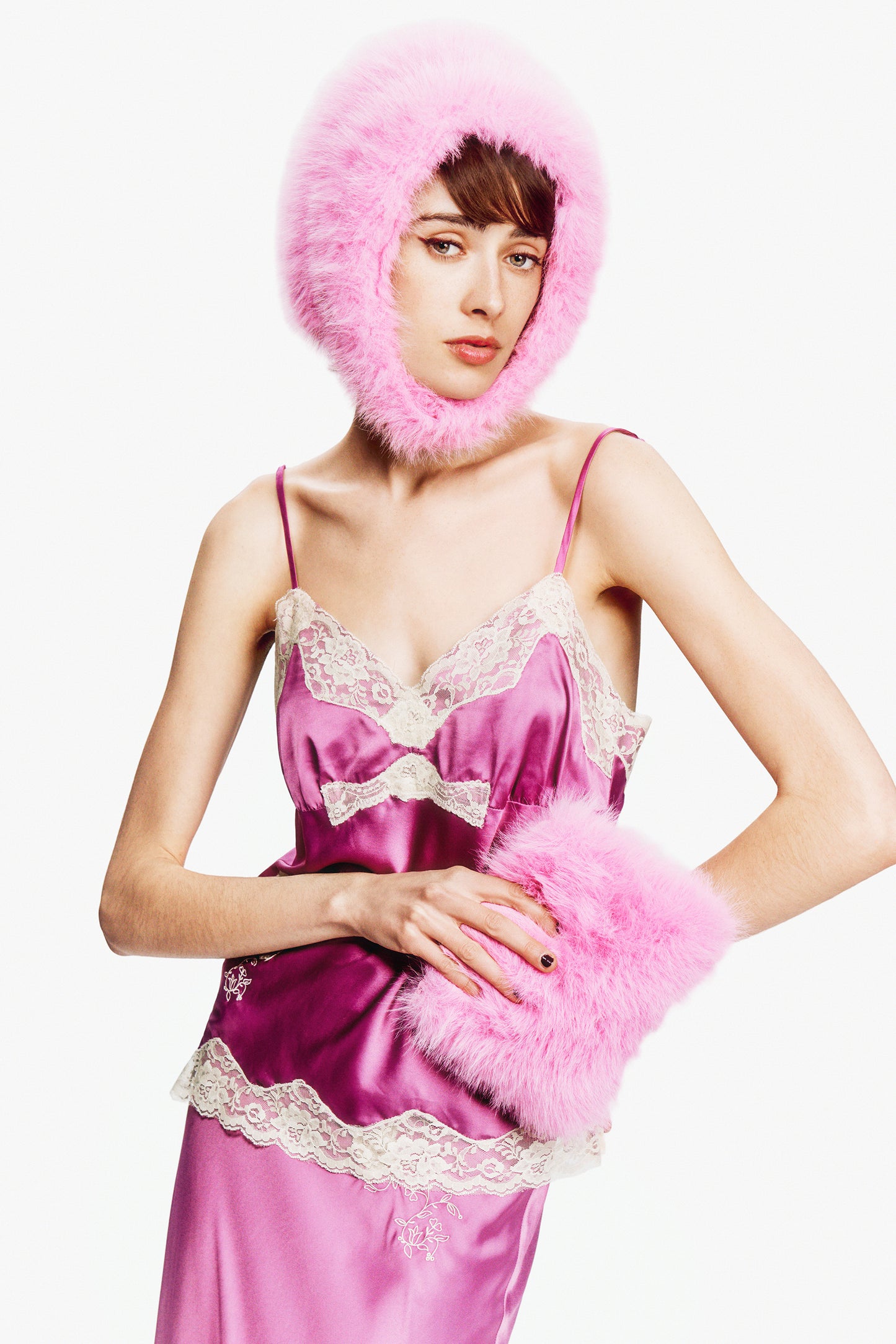 Rose Bloom Faux Fur Bonnet