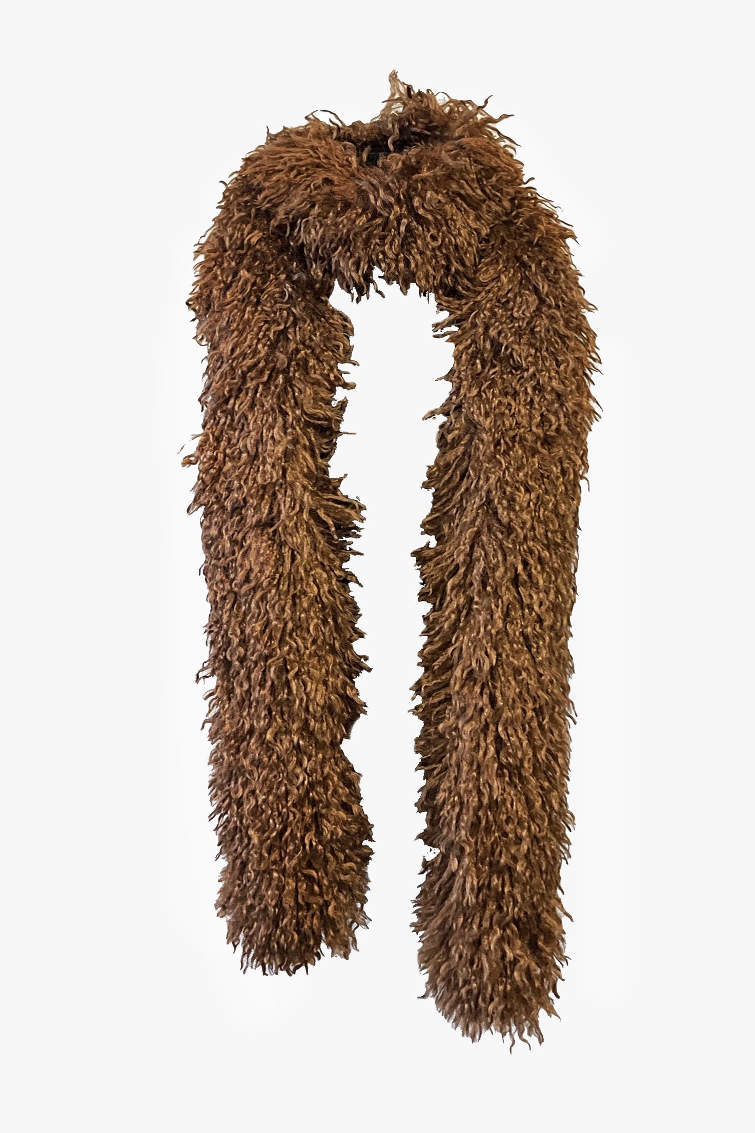 Faux Fur Scarf - Caramel Stylish, warm, and cruelty-free, it adds a touch of elegance to any outfit.