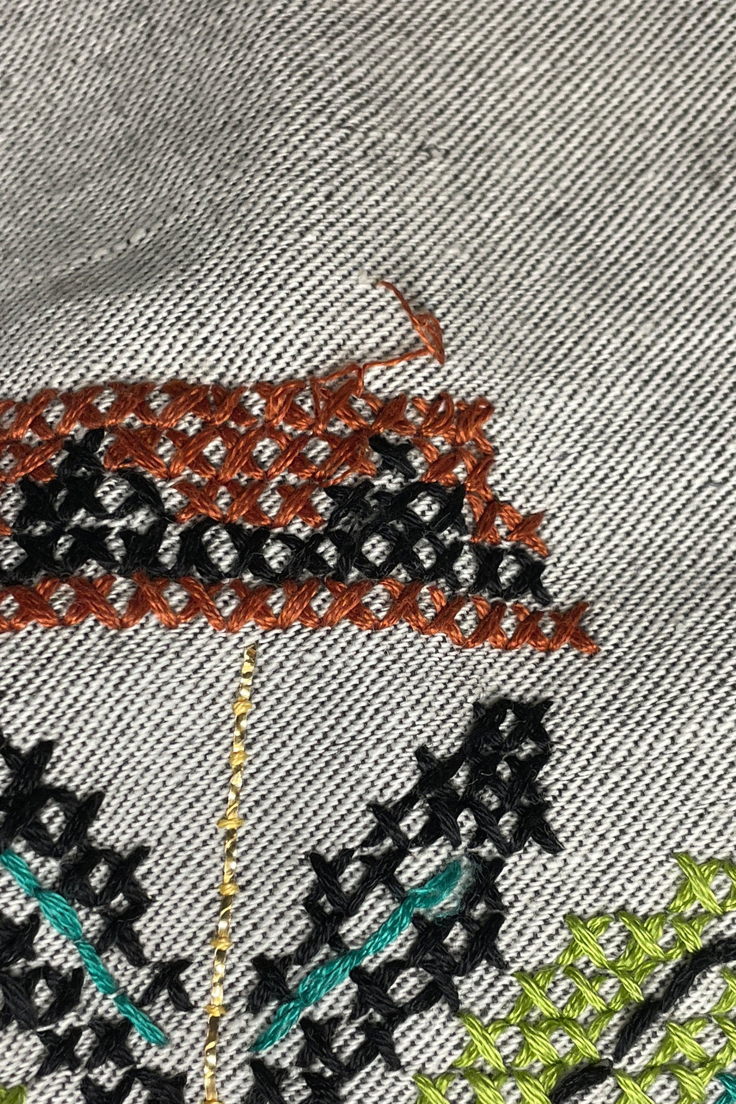 Vintage 60's Circular Hand Embroidered Midi Skirt