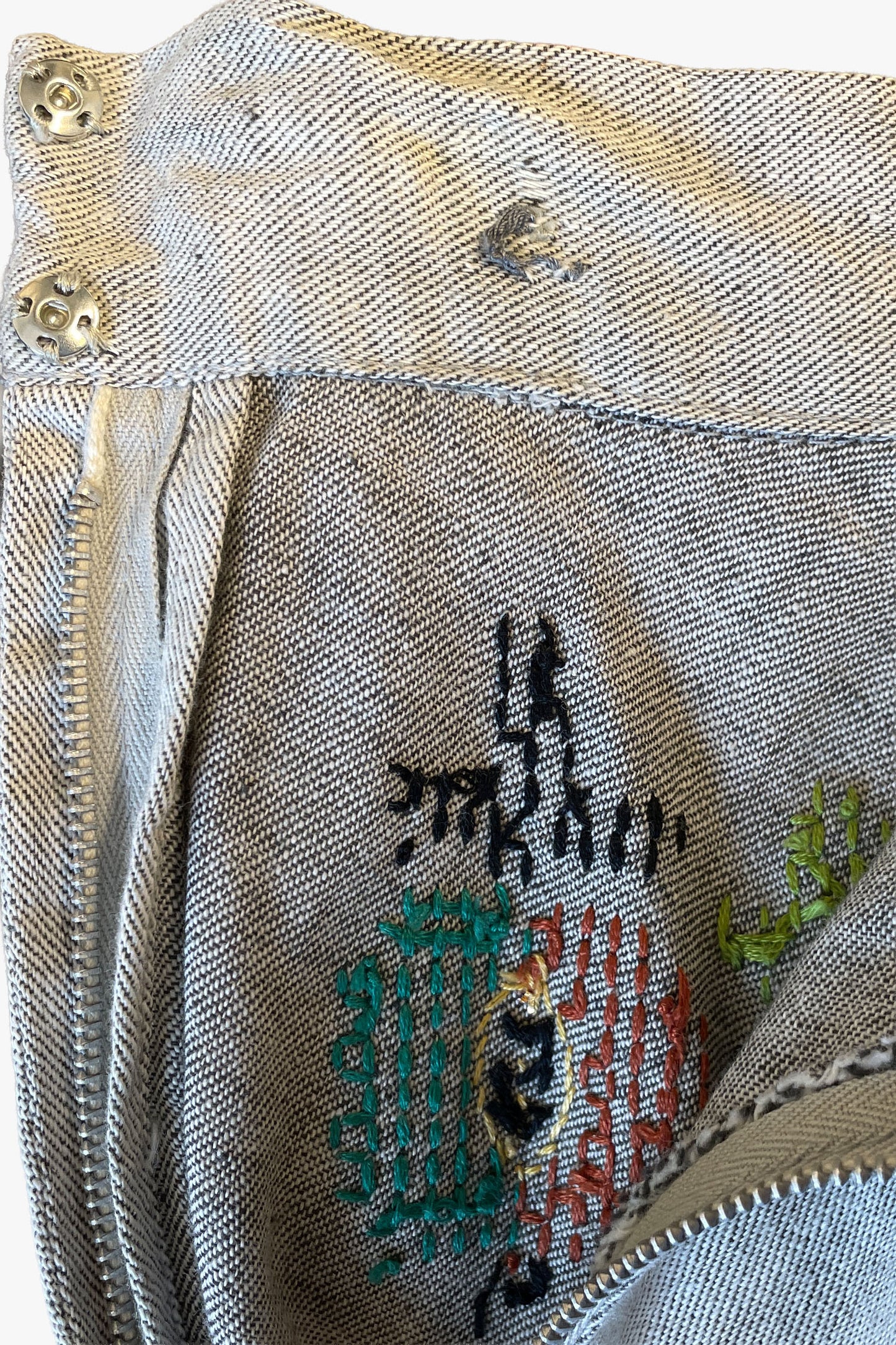 Vintage 60's Circular Hand Embroidered Midi Skirt