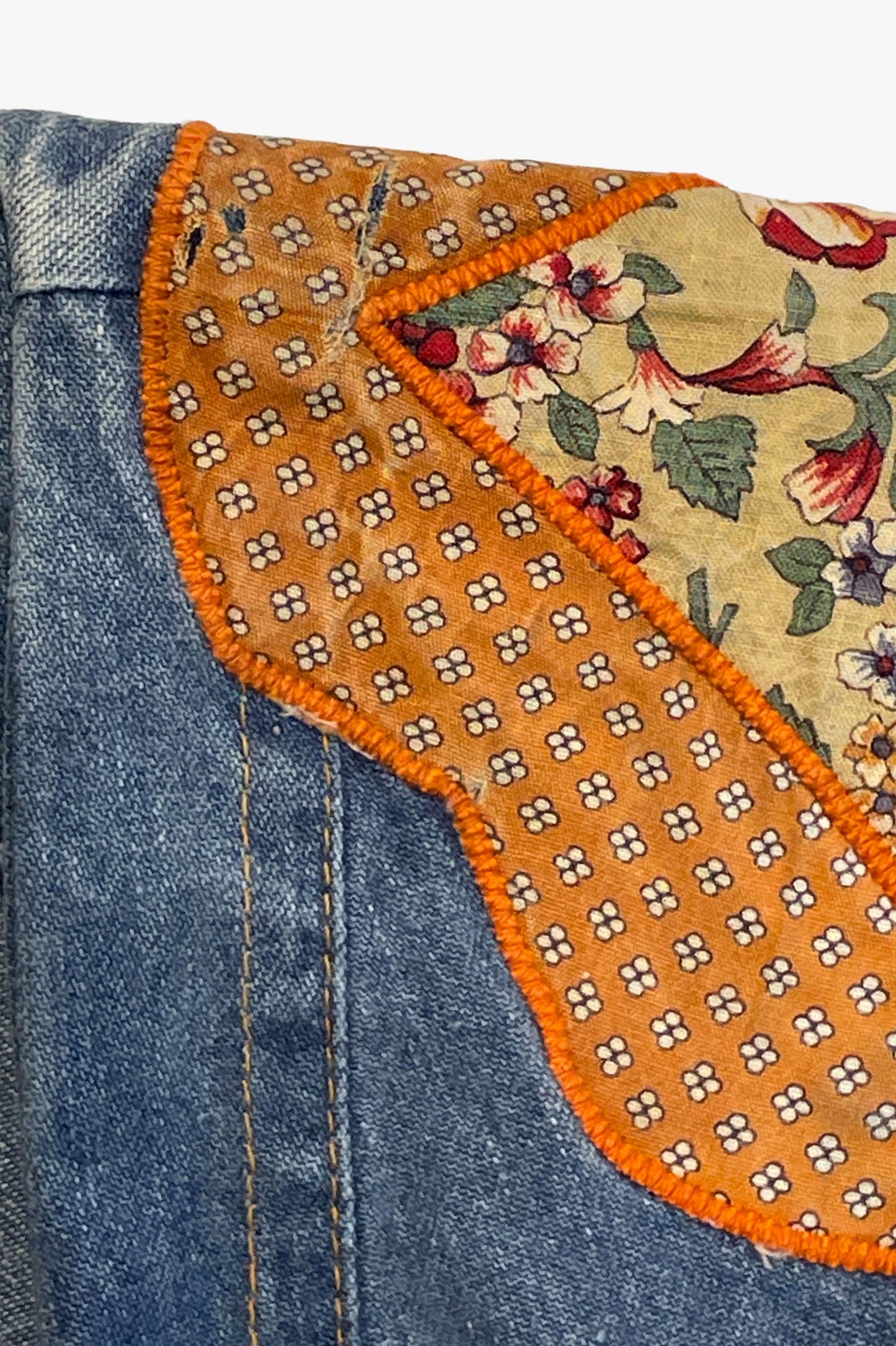 Vintage 70's Infinity Denim Patchwork Appliqué Dress