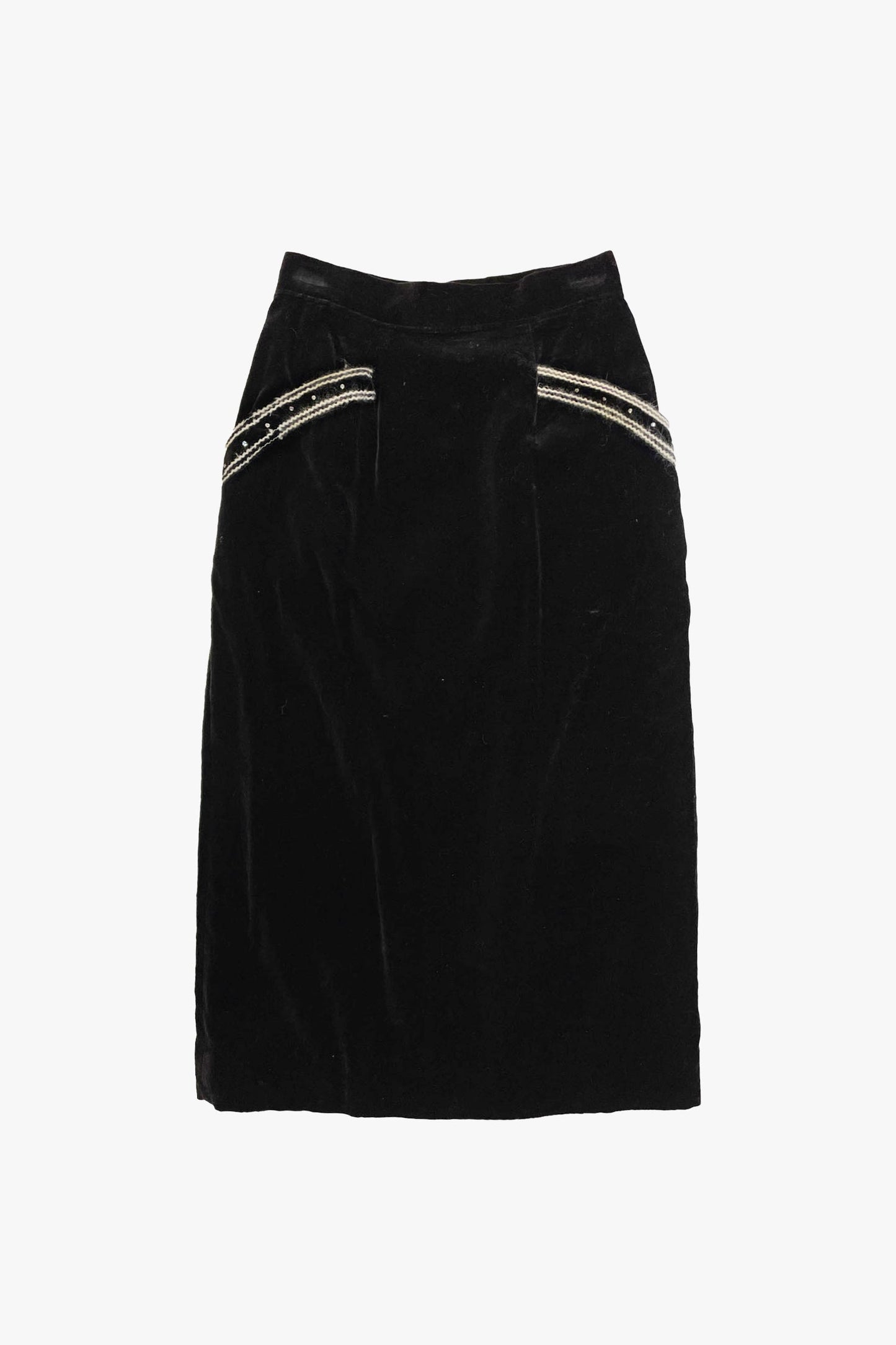 Vintage Velvet Embroidered Mini Skirt