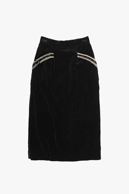 Vintage Velvet Embroidered Mini Skirt