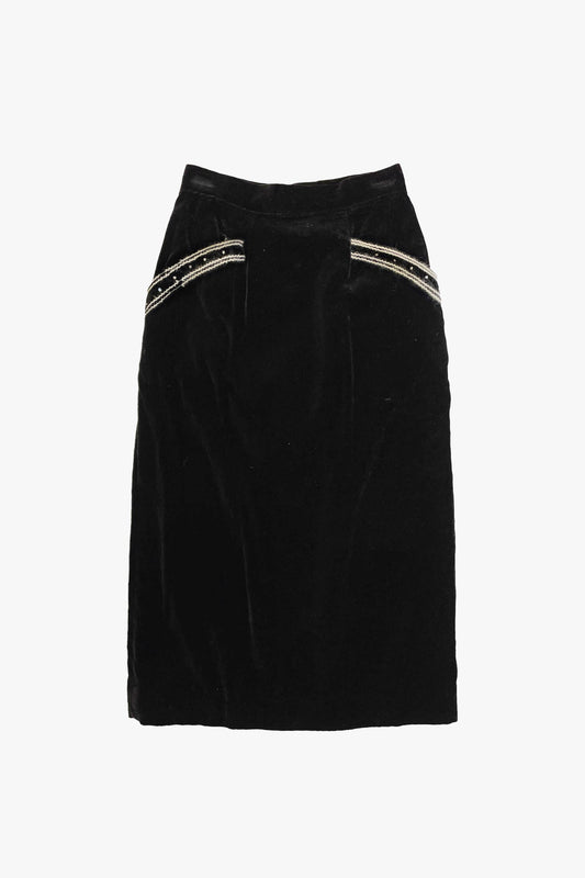 Vintage Velvet Embroidered Mini Skirt