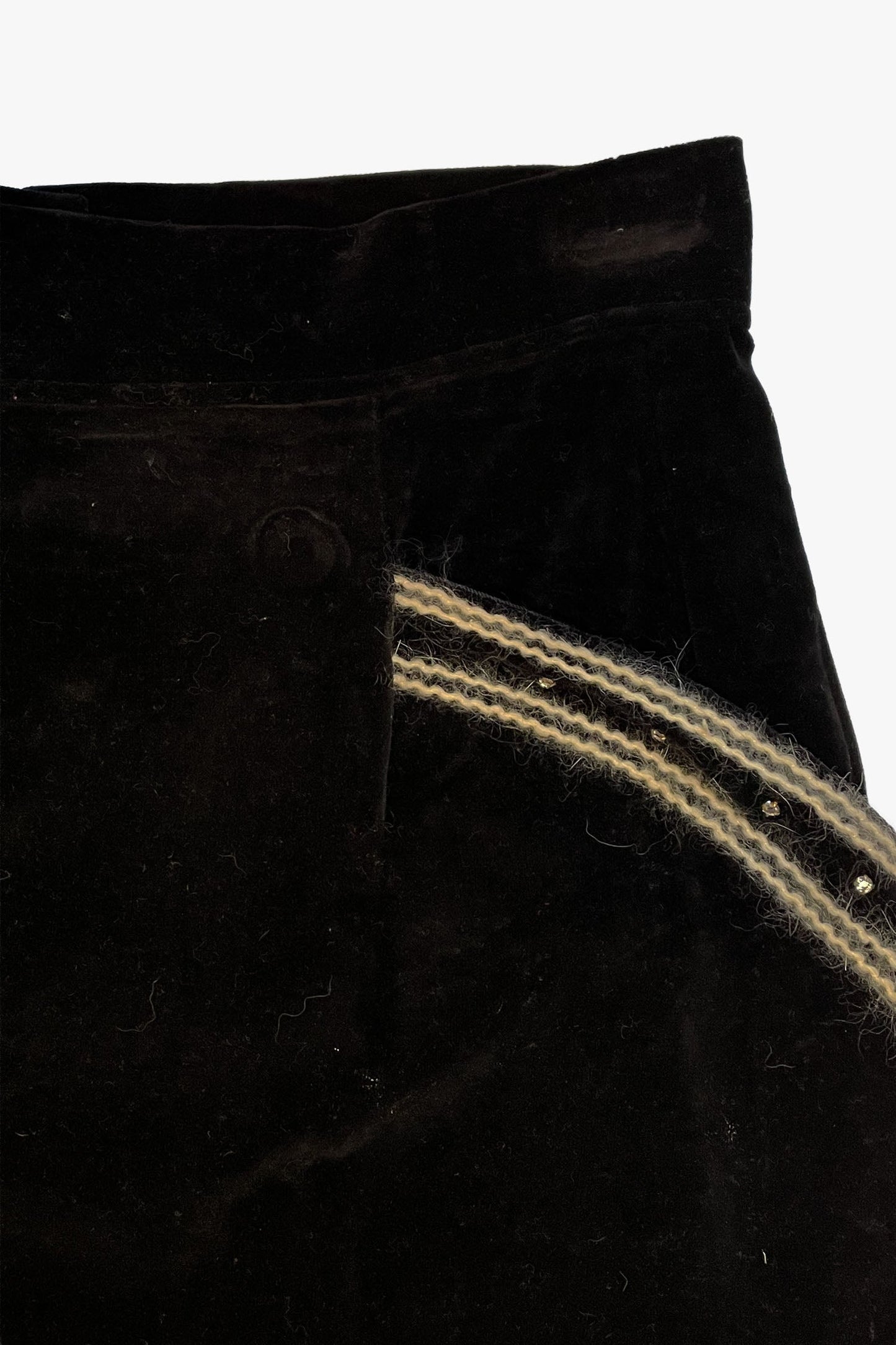 Vintage Velvet Embroidered Mini Skirt