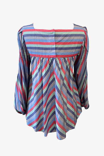 Vintage Silk Crepe De Chine With Smocking Top