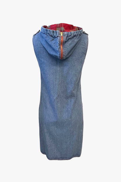Vintage 60’s Sleeveless Hooded Denim Zip Vest