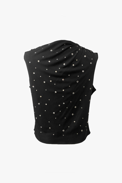 Vintage Anna Sui Rhinestone Draped-Neck Top