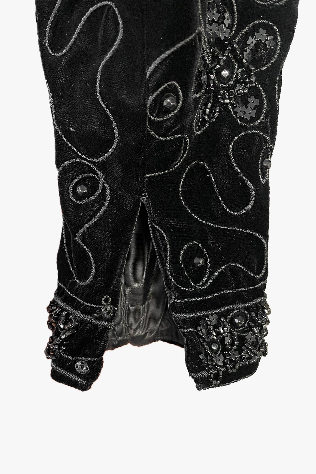 Vintage 60's Black Jet Beaded Velvet Dress