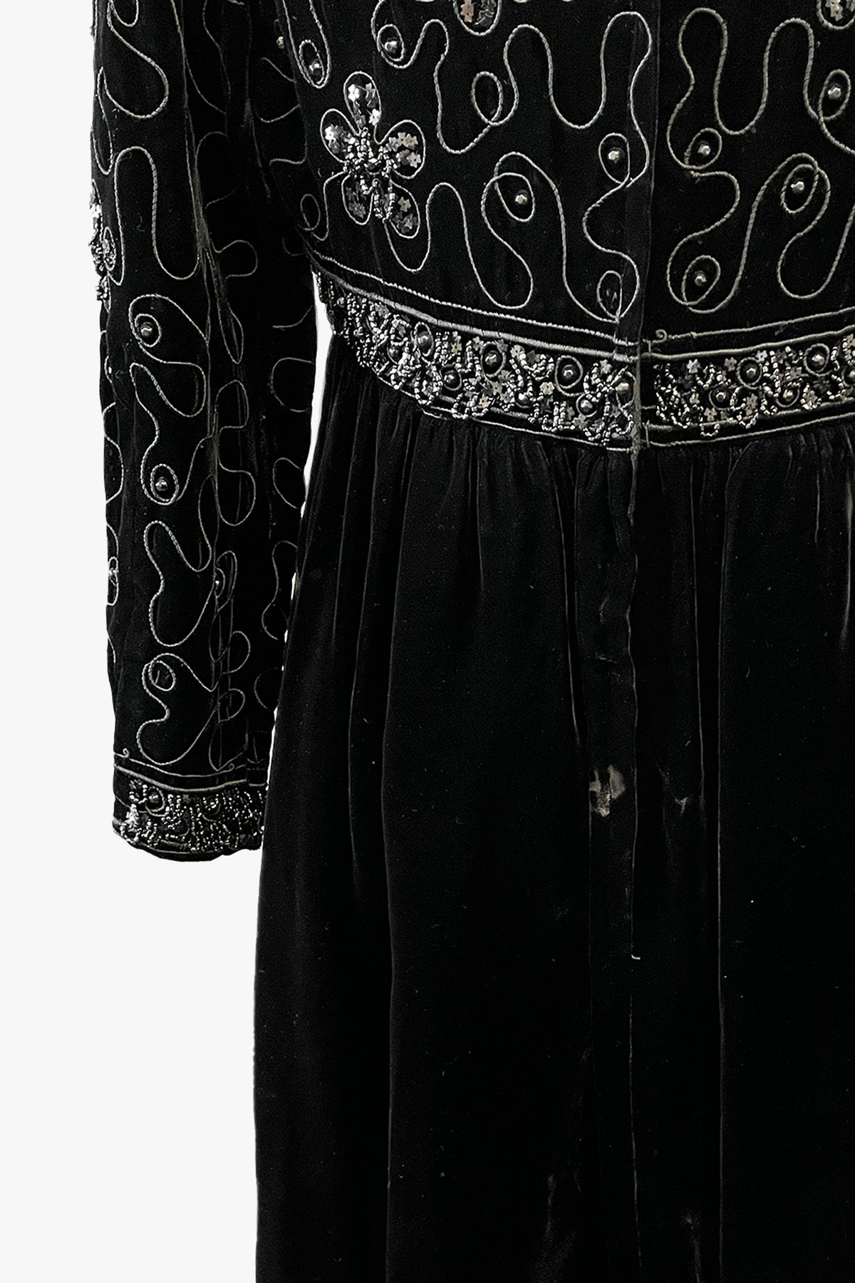 Vintage 60's Black Jet Beaded Velvet Dress