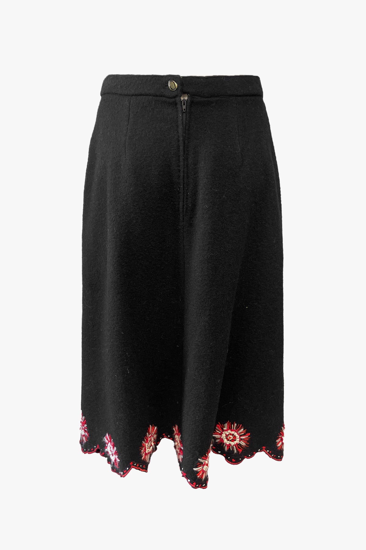Vintage Hand Embroidered Midi Skirt