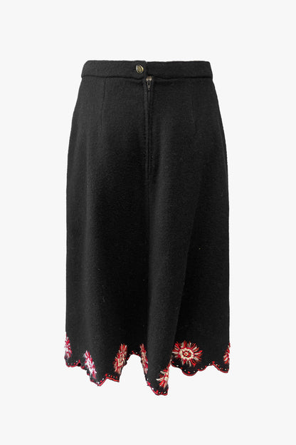 Vintage Hand Embroidered Midi Skirt