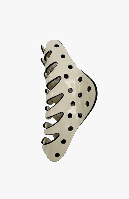 Polka Dot Jaw Clip - White