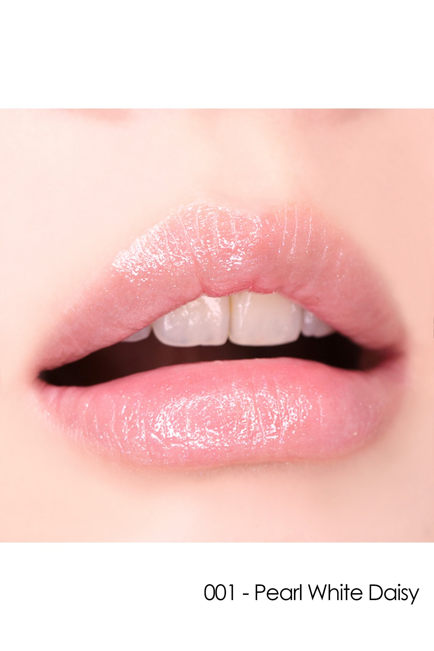 Lipstick S: Sheer Flower  001 - Pearl White Daisy on lips