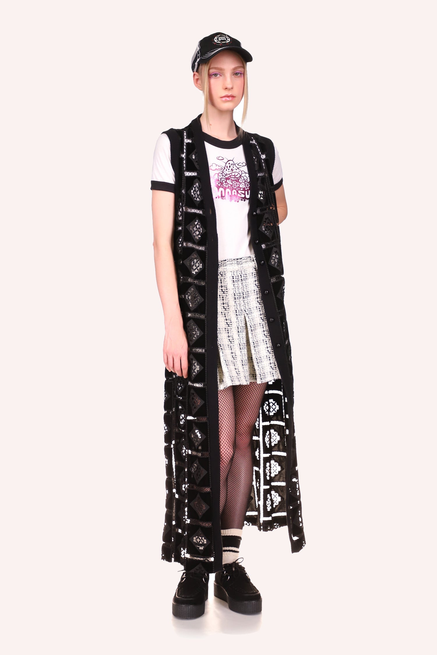 Patchwork Velvet Diamonds Vest<br> Black - Anna Sui