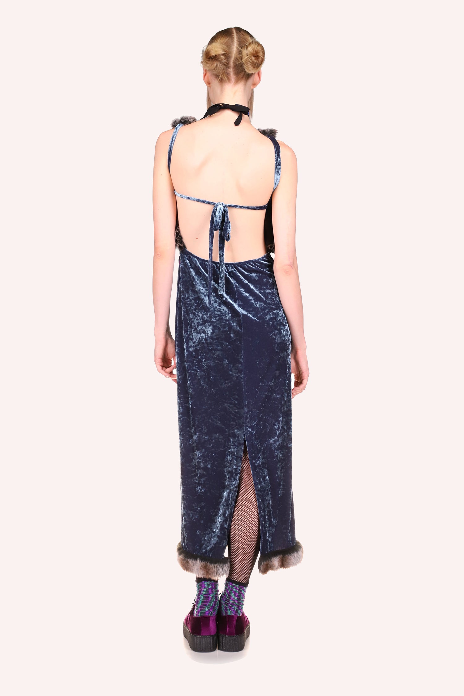 Princess Amber Dress<br> Slate Blue Multi - Anna Sui
