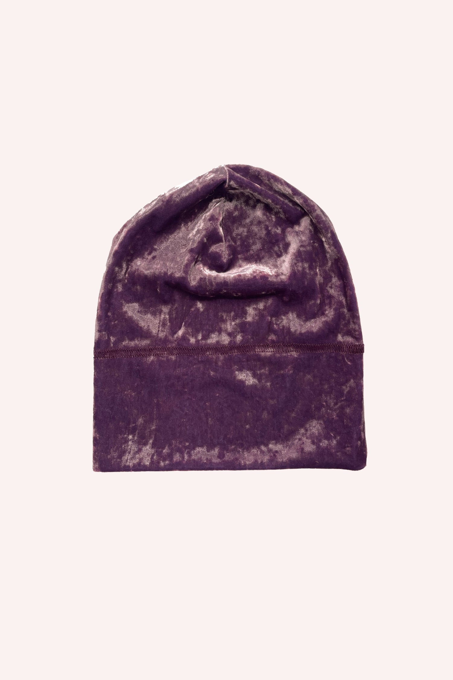 Stretch Velvet Beanie Lavender, there are large lavender stitches that run around it